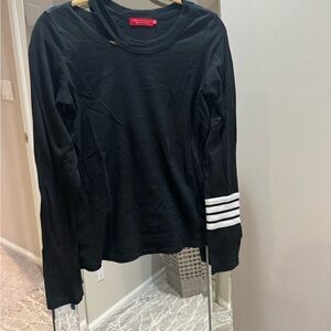 Philanthropy Black long sleeve with white stripes on sleeve